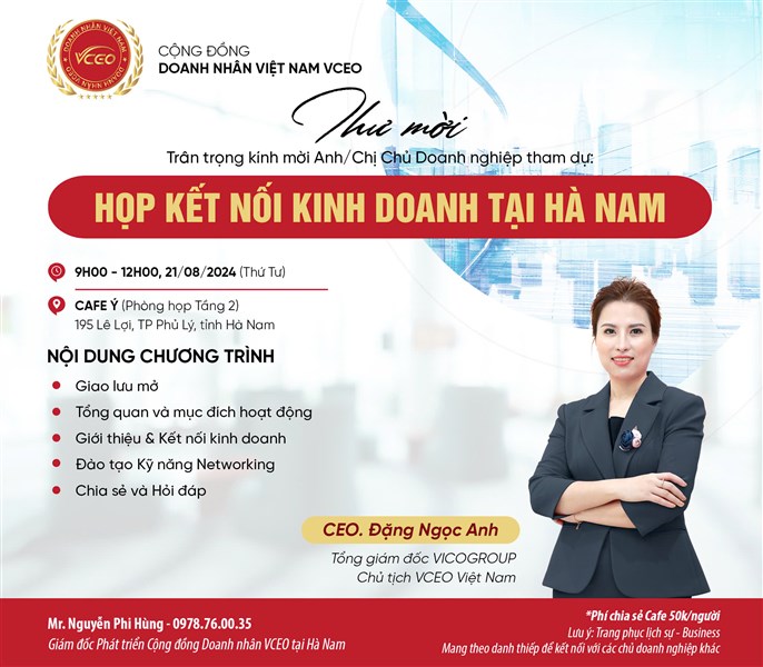 Sắp Tới Ngày Họp Kết Nối Ở Hà Nam - Hào Hứng Và Chờ Đợi Cùng VCEO HNA!